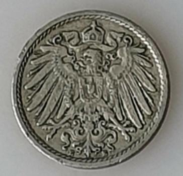Preview: 5 Pfennig Kaiserreich 1910 A aus CuNi