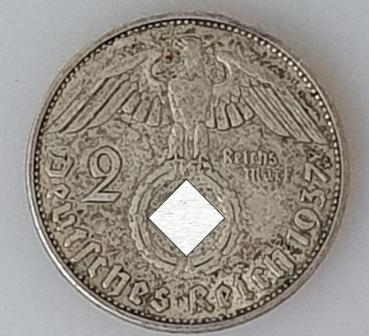 2 Reichsmark Hindenburg 1937 A, Deutsches Reich, 625er Silbermünze