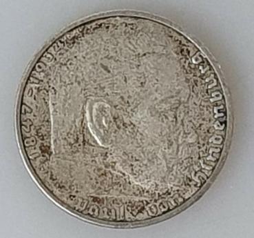 2 Reichsmark Hindenburg 1937 A, Deutsches Reich, 625er Silbermünze