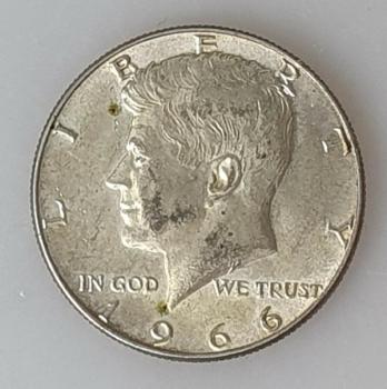1/2 Dollar Half Dollar 1966, Kennedy, USA, Silber 400