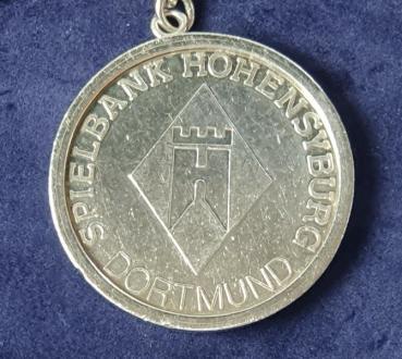 Preview: Schlüsselanhänger Silbermedaille Jeton 50 Spielbank Dortmund Hohensyburg, Silber 999, Gewicht: 39,4g