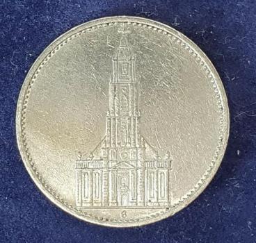 5 Reichsmark "Garnisonskirche" Drittes Reich 1934 G aus 900er Silber