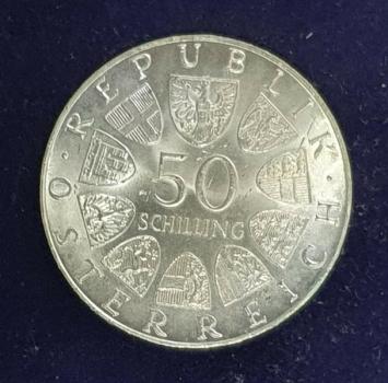 Preview: 50 Schilling "350 Jahre Universität Salzburg" 1972, Österreich 900er Silbermünze