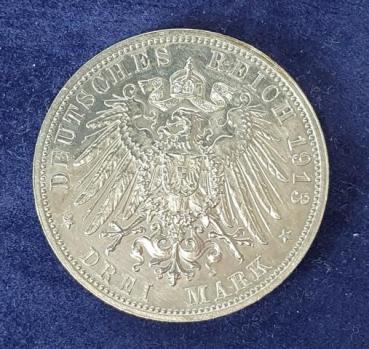Preview: 3 Mark Völkerschlacht bei Leipzig 1913 E, 900er Silbermünze