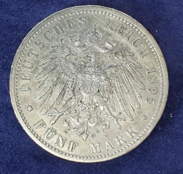 Preview: 5 Mark Wilhelm II 1895 A, 900er Silbermünze