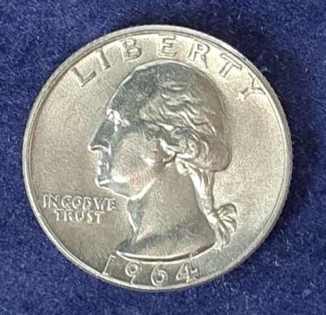 1/4 Dollar 1964, Washington Quarter, USA aus 900er Silber