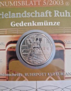 Preview: Numisblatt 5/2003 mit Gedenkmünze 10 EUR Industrielandschaft Ruhrgebiet 925er Silber
