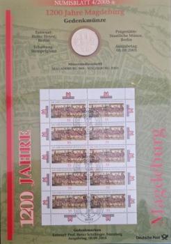 Numisblatt 04/2005 mit Gedenkmünze 10 EUR 1200 Jahre Magdeburg 925er Silber