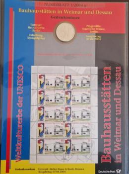 Numisblatt 01/2004 mit Gedenkmünze 10 EUR Bauhausstätten Weimar Dessau 925er Silber