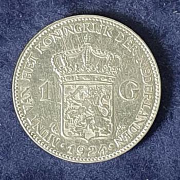 1 Gulden 1924, Königin Wilhelmina, Niederlande, Silber 720