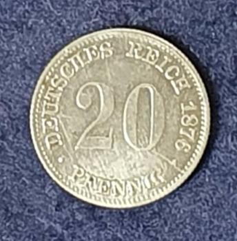 20 Pfennig 1875-76, Deutsches Reich, 900er Silbermünze