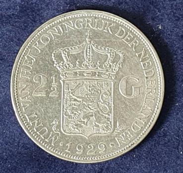 Preview: 2 1/2 Gulden 1929, Königin Wilhelmina, Niederlande, Silber 720