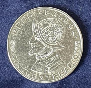 1/2 Balboa 1953, Panama, -Medio Balboa- , Silber 900