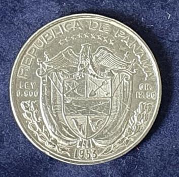 Preview: 1/2 Balboa 1953, Panama, -Medio Balboa- , Silber 900