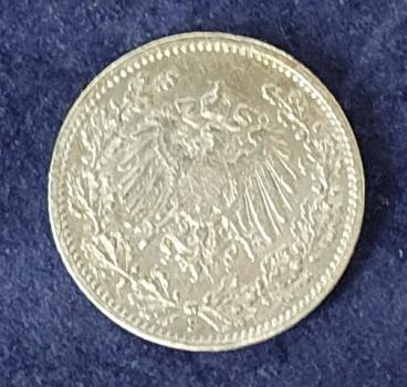 Preview: 1/2 Mark - Wilhelm II Typ 2 - kleiner Schild, 1905 F Deutschland, 900er Silbermünze