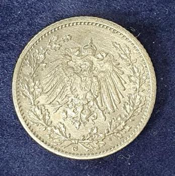 Preview: 1/2 Mark - Wilhelm II Typ 2 - kleiner Schild, 1906 G Deutschland, 900er Silbermünze