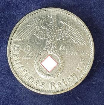 2 Reichsmark Hindenburg 1939 G, Deutsches Reich, 625er Silbermünze