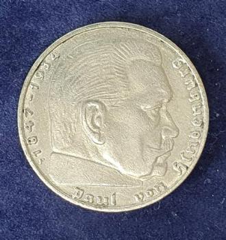 Preview: 2 Reichsmark Hindenburg 1938 J, Deutsches Reich, 625er Silbermünze