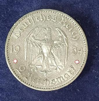 2 Reichsmark Drittes Reich "Garnisonskirche" 1934 aus 625er Silber