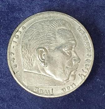 Preview: 2 Reichsmark Hindenburg 1938 A, Deutsches Reich, 625er Silbermünze