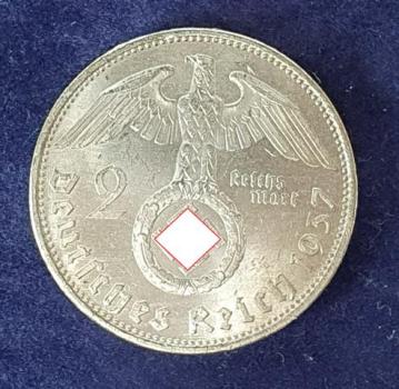 2 Reichsmark Hindenburg 1937 A, Deutsches Reich, 625er Silbermünze