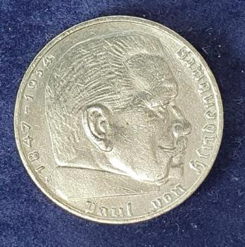 Preview: 2 Reichsmark Hindenburg 1938, Deutsches Reich, 625er Silbermünze