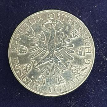 Preview: 50 Schilling "150. Jahrestag des Tiroler Freiheitskampfes Andreas Hofer" 1959, Österreich 900er Silbermünze