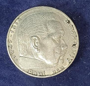 Preview: 2 Reichsmark Hindenburg 1938 J, Deutsches Reich, 625er Silbermünze