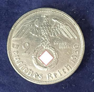 2 Reichsmark Hindenburg 1939 D, Deutsches Reich, 625er Silbermünze