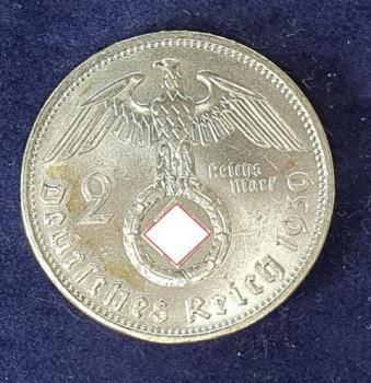 2 Reichsmark Hindenburg 1939 A, Deutsches Reich, 625er Silbermünze