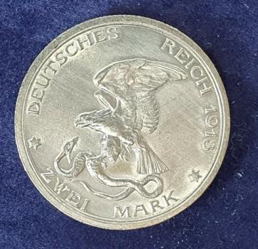 2 Mark Kaiserreich "100 Jahre Befreiungskriege, Der König rief" 1913 aus 900er Silber