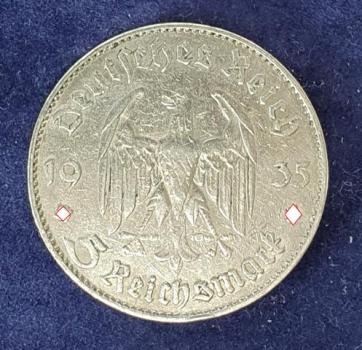Preview: 5 Reichsmark "Garnisonskirche" Drittes Reich 1935 J aus 900er Silber