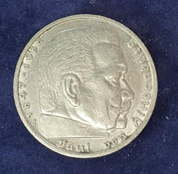 5 Reichsmark Drittes Reich "Hindenburg" 1936 aus 900er Silber