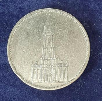 5 Reichsmark "Garnisonskirche" Drittes Reich 1935 D aus 900er Silber