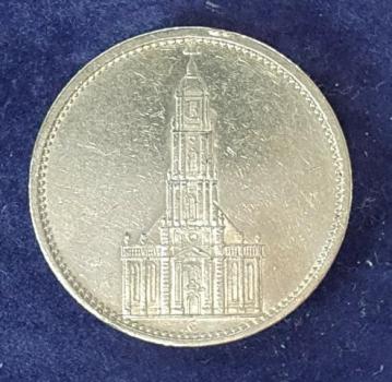 5 Reichsmark "Garnisonskirche" Drittes Reich 1935 E aus 900er Silber