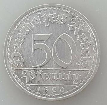 50 Pfennig 1920 A aus Aluminium -Ähren- -Weimarer Republik-
