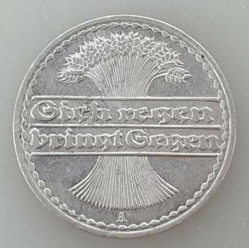 50 Pfennig 1920 A aus Aluminium -Ähren- -Weimarer Republik-