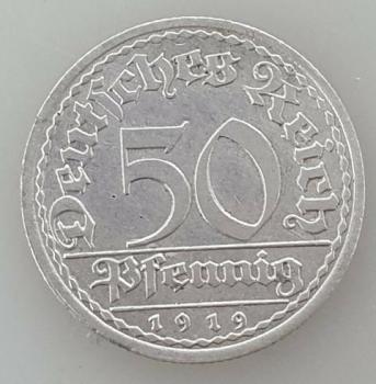 50 Pfennig 1919 A aus Aluminium -Ähren- -Weimarer Republik-