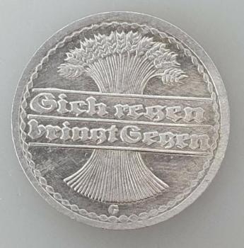 Preview: 50 Pfennig 1922 G aus Aluminium -Ähren- -Weimarer Republik-