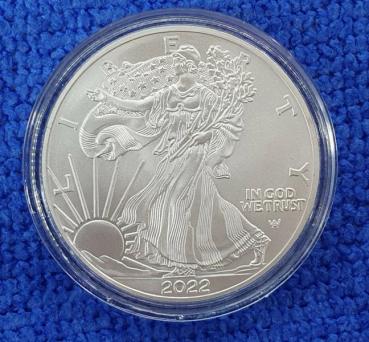 1 oz American Eagle 2022, USA, 999er Silber - Matt Relief