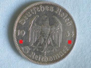 Preview: 5 Reichsmark Drittes Reich "Garnisonskirche" 1934 D aus 900er Silber