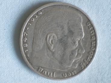 5 Reichsmark Drittes Reich "Hindenburg", 1936 A aus 900er Silber