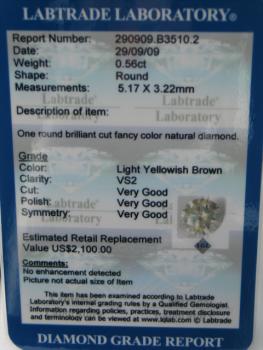 Preview: Natürlicher Diamant im Brillantschliff. 0.56 ct / vs2 mit LGL Diamond Report