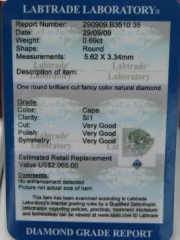 Natürlicher Diamant im Brillantschliff. 0.69 ct / si1 mit LGL Diamond Report