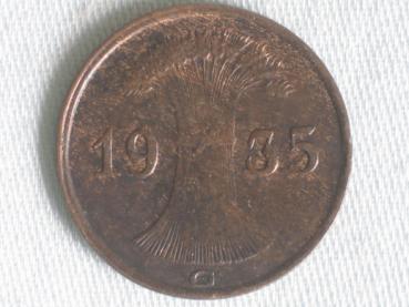 1 Reichspfennig 1935 G aus Bronze Weimarer Republik