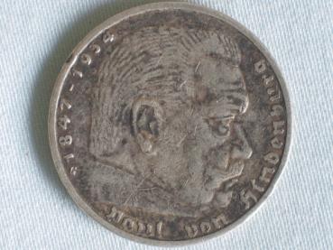 5 Reichsmark "Hindenburg" III Reich 1936 G aus 900er Silber