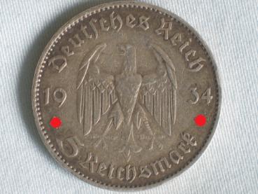 Preview: 5 Reichsmark "Garnisonskirche" III Reich 1934 J aus 900er Silber