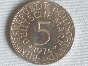 5 DM Silberadler aus 625er Silber 1974 J