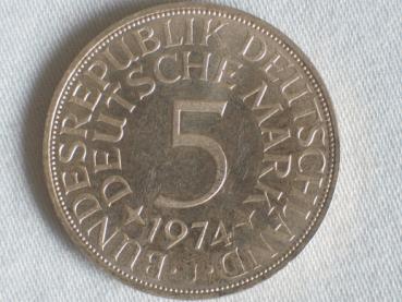 5 DM Silberadler aus 625er Silber 1974 J
