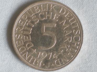5 DM Silberadler aus 625er Silber 1974 J